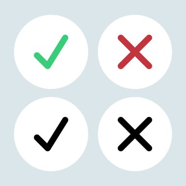 Çapraz Çemberleri Kontrol Et Beyaz Çemberleri Ayarla, vektör çizimi