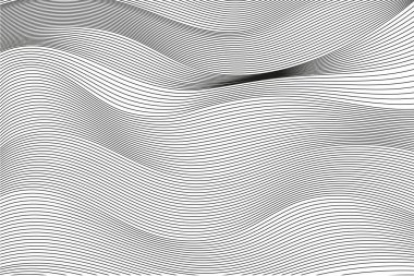 İnce Siyah Dalgalı Çizgiler Arkaplan, vektör çizimi