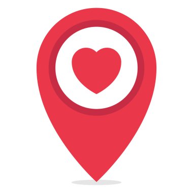 Kalp Konumu Pin, vektör illüstrasyonu