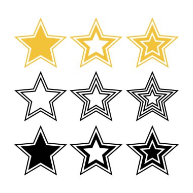Stars Düz Çizgi Kabartması, vektör illüstrasyonu
