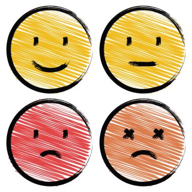 Fırça Vuruşu Emoji Kümesi Dolu, vektör illüstrasyonu