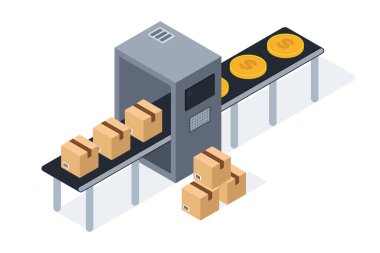 Taşıyıcı Şerit Isometric, vektör illüstrasyonu