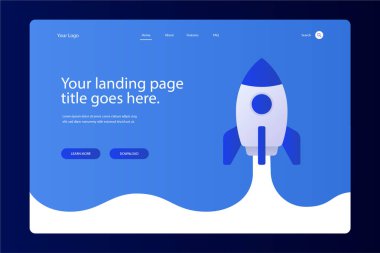 Space rocket ship Launch Landing Page icon, vector illustration  