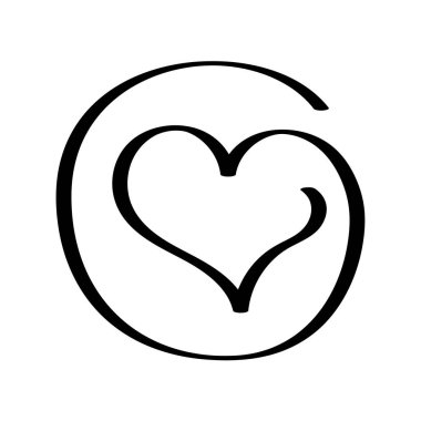 Çember Kaligrafi Kalp, vektör illüstrasyonu