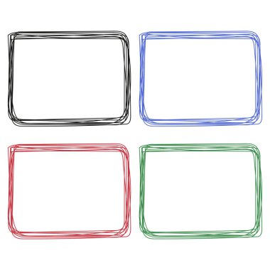 El Çizimi Dikdörtgen Kenarlıkları, vektör illüstrasyonu