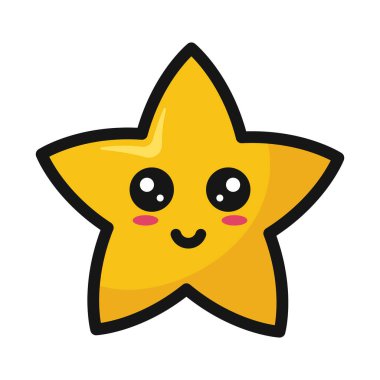 Yıldız Sevimli Emoji Surat, vektör çizimi