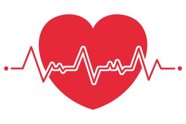 Kalp atışı simgesi olan kalp, vektör illüstrasyonu