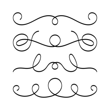 Kaligrafi Kıvrımlı Çizgiler Bölme Kümesi, vektör çizimi basit tasarım