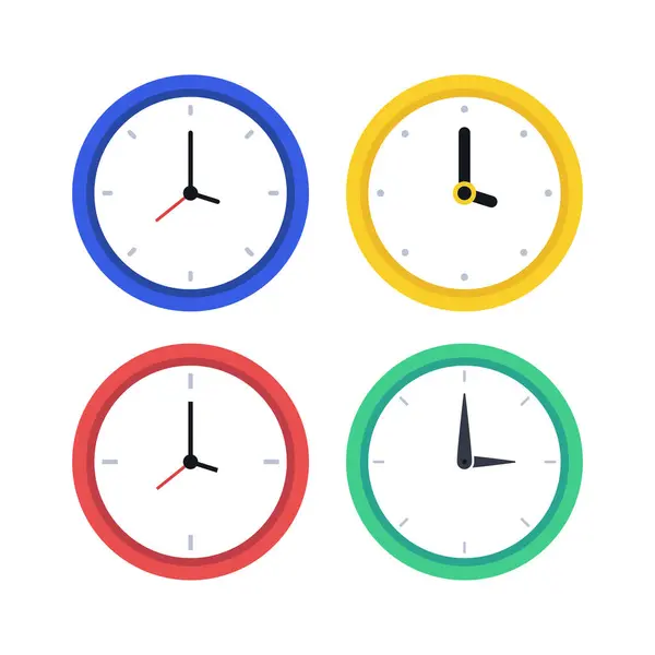 Ώρα Αναχώρησης Εικονίδια Clocks Απεικόνιση — Διανυσματικό Αρχείο