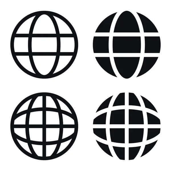 Internet Globe Grids in Line and Glyph Styles simgesi, vektör illüstrasyonu 