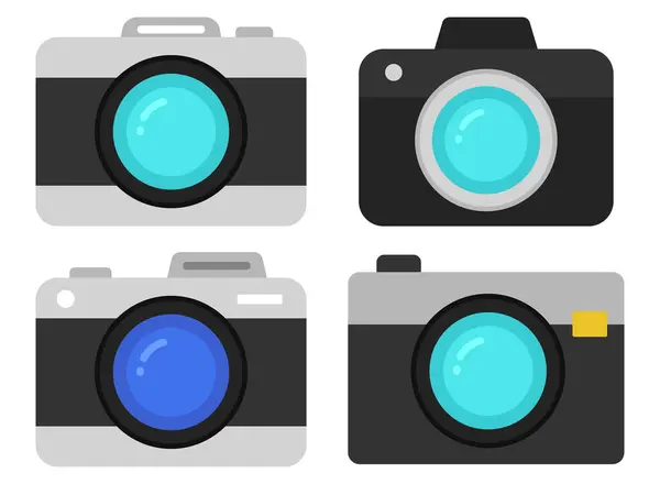Conjunto Câmeras Estilo Plano — Vetor de Stock