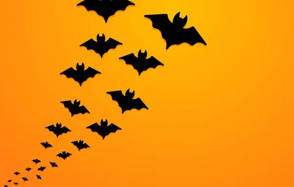 Bats Halloween Orange Background Vector Illustration — Stock Vector
