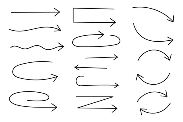 Ensemble Style Ligne Flèches Illustration Vectorielle — Image vectorielle