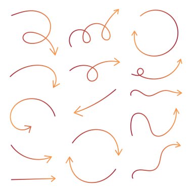 İnce Yazı Satırları Okları Turuncu Kırmızı Gradyanı Ayarla