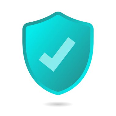 Gradyan Açık Mavi Kalkan ikon vektör illüstrasyon tasarımı