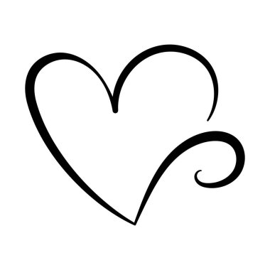  Kaligrafi Kalp Simgesi Vektör İllüstrasyonu 