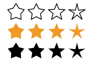 Beyaz arkaplanda yıldızlar, vektör illüstrasyonu                                          