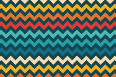 Retro Renk Özeti Zig Zag Çizgileri, vektör çizimi basit tasarım