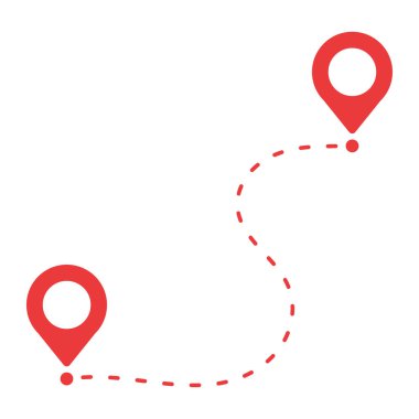 Konum Pin Kesikli Yol simgesi vektör illüstrasyon tasarımı