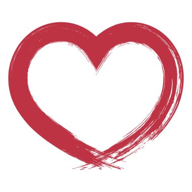 El Çizimi Kırmızı Kalp vektör çizimi tasarımı