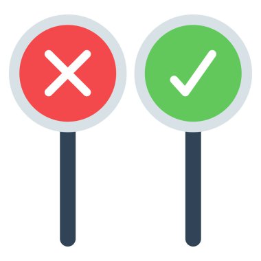 Tik ve Çapraz İşaretler Yuvarlak simge, vektör çizimi basit tasarım