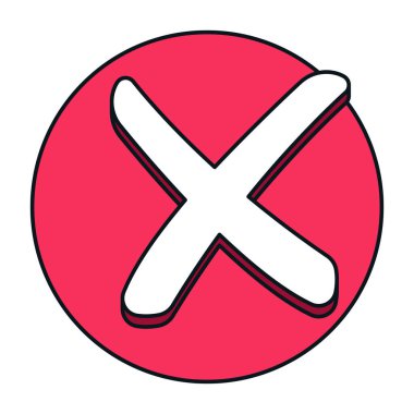 Çapraz İşaretli Düz Astarlı, vektör illüstrasyonunu sil