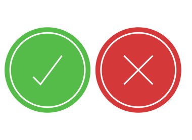 İşaretleme ve çapraz simgeler ayarlandı, vektör illüstrasyonu basit tasarım