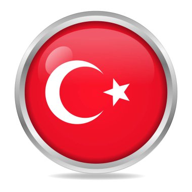 Türkiye Bayrak Gradyan Düğme Çemberi, vektör illüstrasyonu