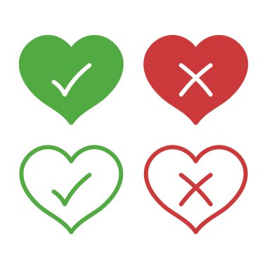 İşaretleme ve çapraz simgeler ayarlandı, vektör illüstrasyonu basit tasarım