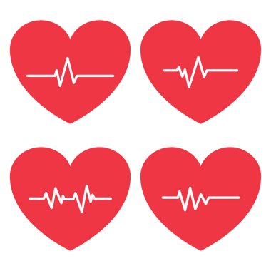 Kalp atışları EKG 'ye ayarlı. vektör illüstrasyonu.