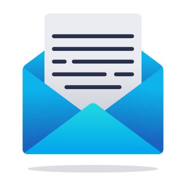 Beyaz arkaplanda zarf simgesi, vektör illüstrasyonu 