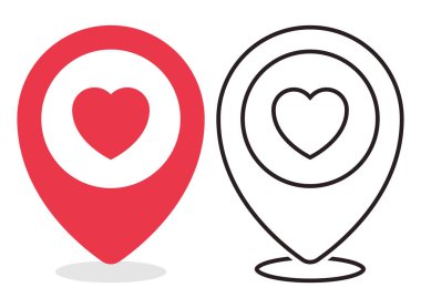 İki Kalp Konumu Pin simgesi 