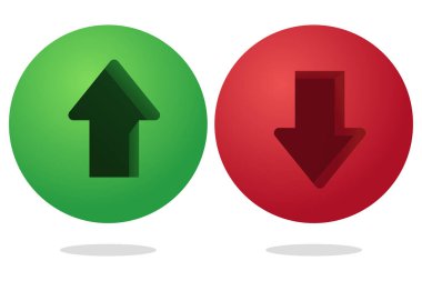 Yukarı ve Aşağı Oklar 3D Daireler Ağ ikonu vektör resimlemesi