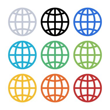 Küresel Izgara Çoklu Renkler Vektör Çizim Tasarımı Ayarla