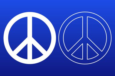 Gradyan Mavi Arkaplanda İki Beyaz Barış İşareti.