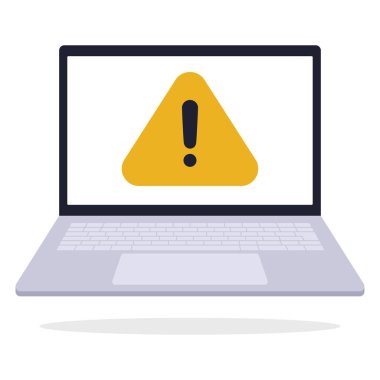 Uyarı Laptop simgesi, vektör illüstrasyonu 
