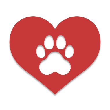 Pati Yazdırma Kesme simgesi olan Kalp, vektör illüstrasyonu