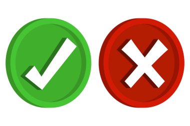 İşaretleme ve çapraz simgeler ayarlandı, vektör illüstrasyonu basit tasarım