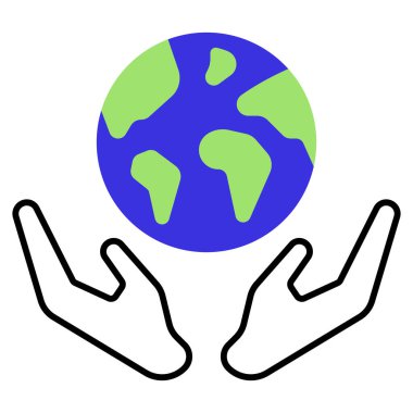 Eller Yukarı Dünya, vektör illüstrasyonu