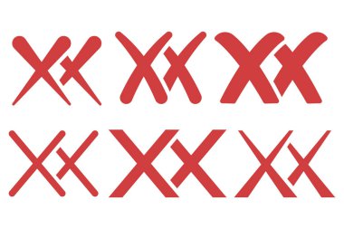 İkili Çapraz İşaretler Ayarlandı, vektör illüstrasyonu