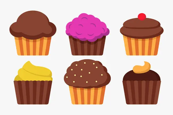 Geburtstag Muffins Symbole Vektor Illustration — Stockvektor