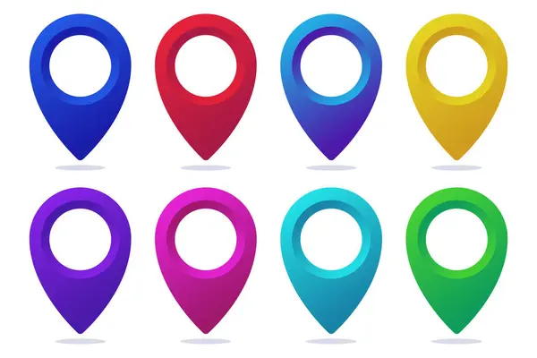 Set Pin Location Icons Vector Illustration Background — Stock Vector