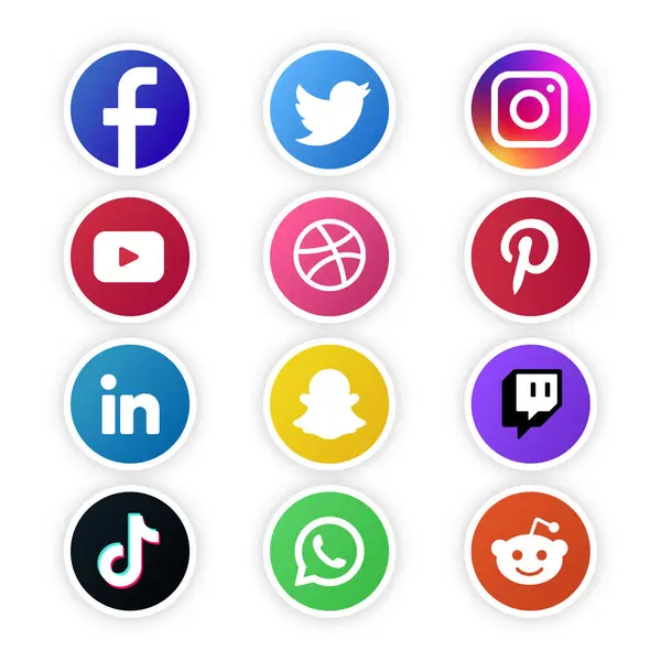 Sosyal Ortam Paketi ikon vektör illüstrasyon tasarımı