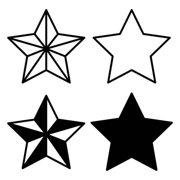 Set Of Four Black Stars, векторная иллюстрация