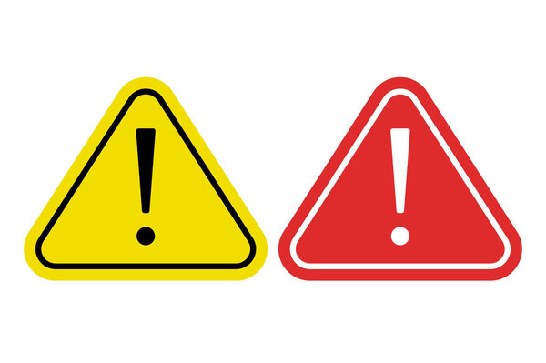 Желтые и красные предупреждающие знаки, векторная иллюстрация