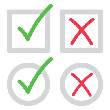 Gri Kutular Beyaz Arkaplanda İşaretleri ve Haçları Denetler 