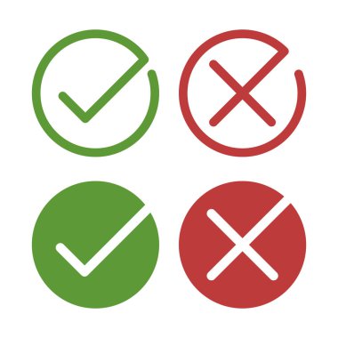 Beyaz Arkaplanda Dörtlü Çemberdeki İşaretleri ve Haçları Kontrol Et 