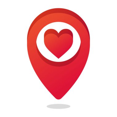 Kalp Konumu Pin 3D Beyaz Arkaplanda Gradyan Biçimi 