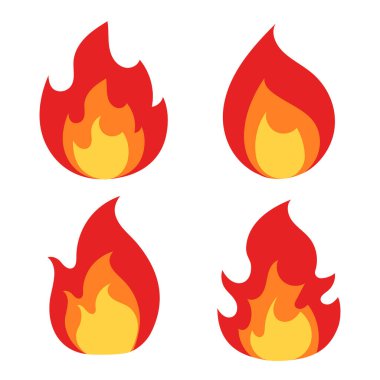 Flames Düz Biçim Simge vektör resimlemesini Ayarla