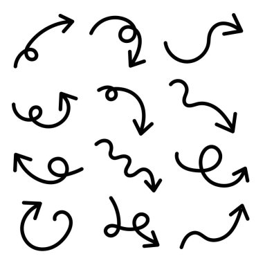 Beyaz Arkaplanda Kıvırcık El Okları Çizdi 